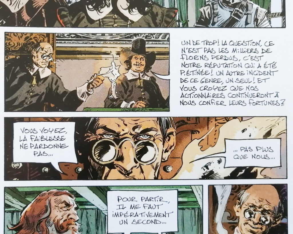 Extrait d'une planche de "1629… ou l’effrayante histoire des naufragés du Jakarta" de Xavier Dorison et Timothée Montaigne