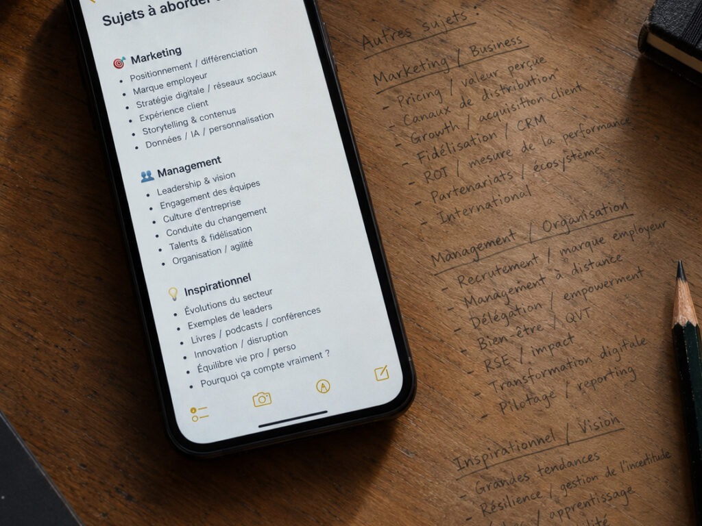 To do list rédaction de contenu sur smartphone et sur table.